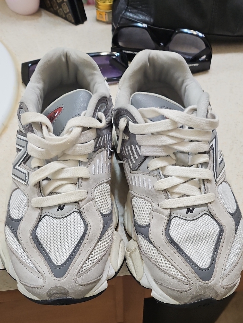 New Balance White and Light Gray Sneaker Interior Label